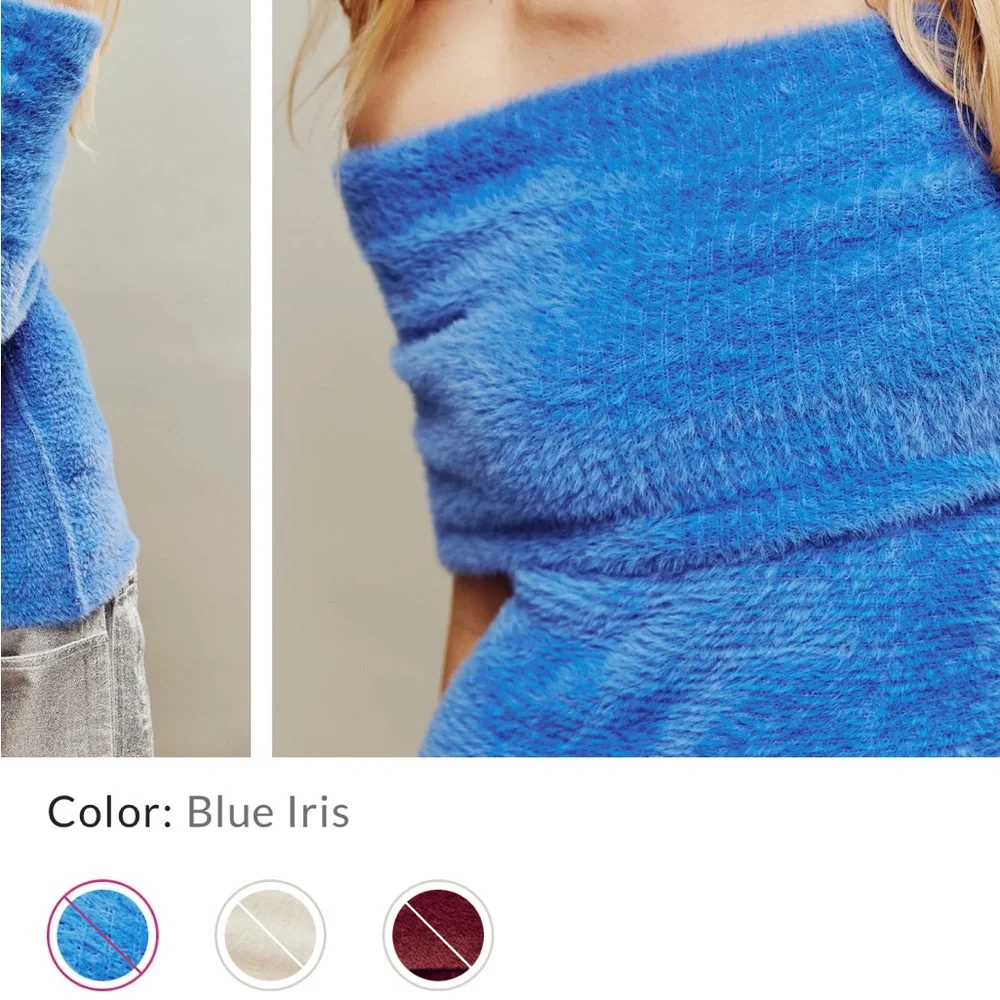 Free People Blue Off-Shoulder Blouse - Picture 3 of 3